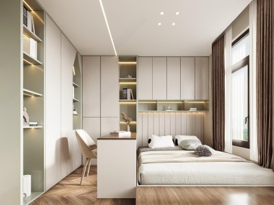 现代榻榻米卧室3D模型下载